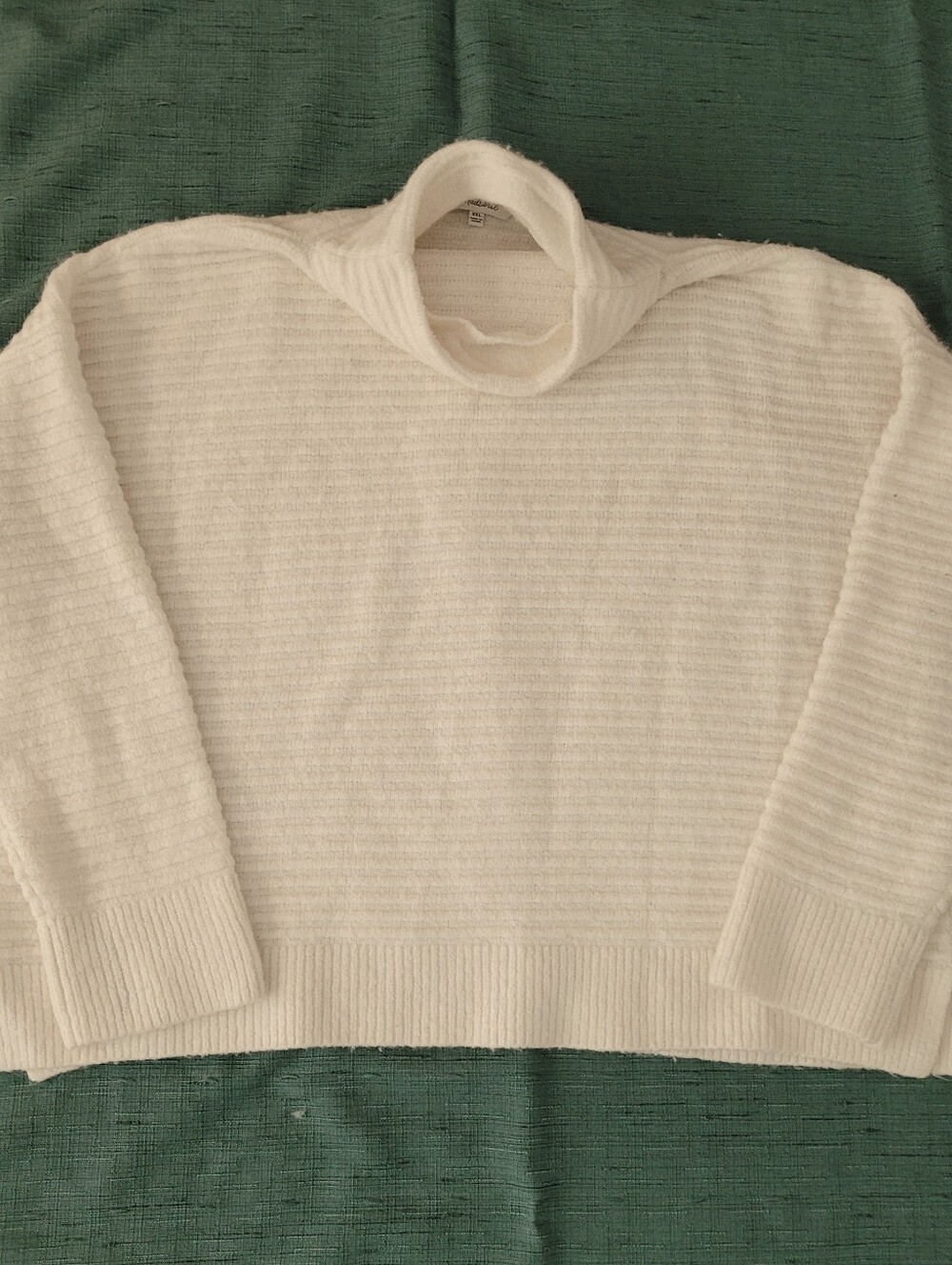 Madewell Cream Loose Turtleneck Ribbed Sweater